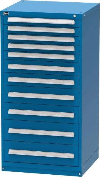 Vidmar - 11 Drawer, Modular Storage Cabinet - Steel, 30" Wide x 27-3/4" Deep x 59" High, Blue - Eagle Tool & Supply