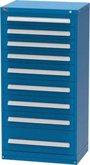 Vidmar - 9 Drawer, Modular Storage Cabinet - Steel, 30" Wide x 21-3/8" Deep x 59" High, Blue - Eagle Tool & Supply