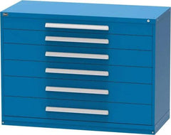 Vidmar - 6 Drawer, Modular Storage Cabinet - Steel, 60" Wide x 27-3/4" Deep x 44" High, Blue - Eagle Tool & Supply