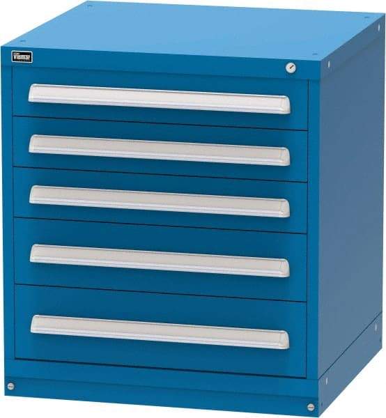 Vidmar - 5 Drawer, Modular Storage Cabinet - Steel, 30" Wide x 27-3/4" Deep x 33" High, Blue - Eagle Tool & Supply