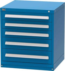 Vidmar - 5 Drawer, Modular Storage Cabinet - Steel, 30" Wide x 27-3/4" Deep x 33" High, Blue - Eagle Tool & Supply