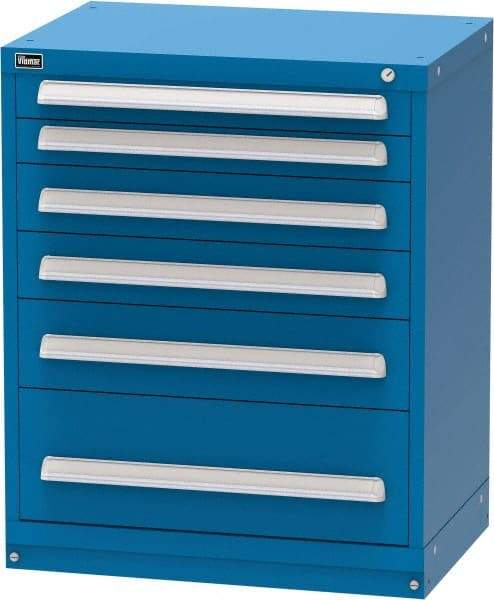 Vidmar - 6 Drawer, Modular Storage Cabinet - Steel, 30" Wide x 21-3/8" Deep x 37" High, Blue - Eagle Tool & Supply