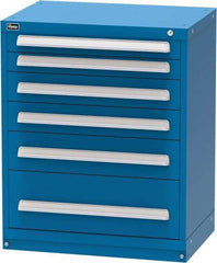 Vidmar - 6 Drawer, Modular Storage Cabinet - Steel, 30" Wide x 21-3/8" Deep x 37" High, Blue - Eagle Tool & Supply