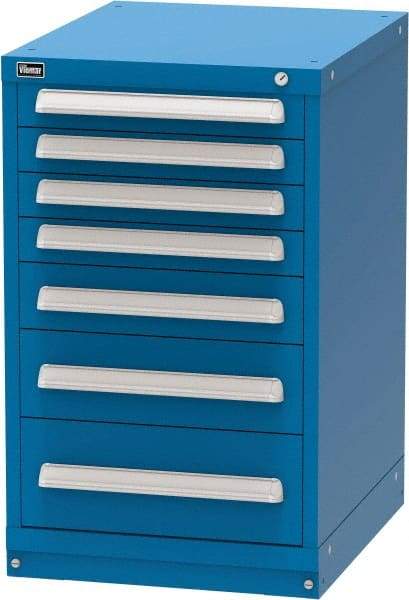 Vidmar - 7 Drawer, Modular Storage Cabinet - Steel, 22-1/2" Wide x 27-3/4" Deep x 37" High, Blue - Eagle Tool & Supply