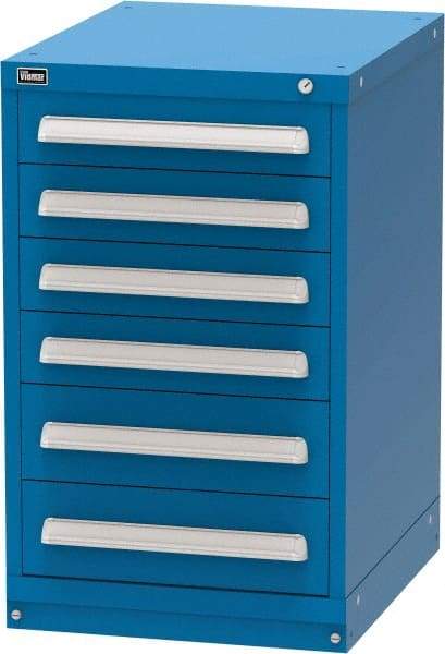 Vidmar - 6 Drawer, Modular Storage Cabinet - Steel, 22-1/2" Wide x 27-3/4" Deep x 37" High, Blue - Eagle Tool & Supply
