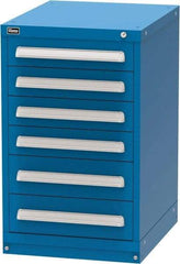 Vidmar - 6 Drawer, Modular Storage Cabinet - Steel, 22-1/2" Wide x 27-3/4" Deep x 37" High, Blue - Eagle Tool & Supply