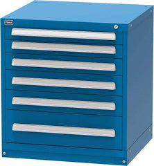 Vidmar - 6 Drawer, Modular Storage Cabinet - Steel, 30" Wide x 27-3/4" Deep x 33" High, Blue - Eagle Tool & Supply