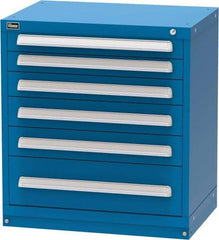 Vidmar - 6 Drawer, Modular Storage Cabinet - Steel, 30" Wide x 21-3/8" Deep x 33" High, Blue - Eagle Tool & Supply