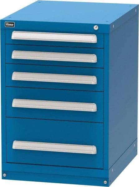 Vidmar - 5 Drawer, Modular Storage Cabinet - Steel, 22-1/2" Wide x 27-3/4" Deep x 33" High, Blue - Eagle Tool & Supply
