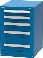 Vidmar - 5 Drawer, Modular Storage Cabinet - Steel, 22-1/2" Wide x 27-3/4" Deep x 33" High, Blue - Eagle Tool & Supply