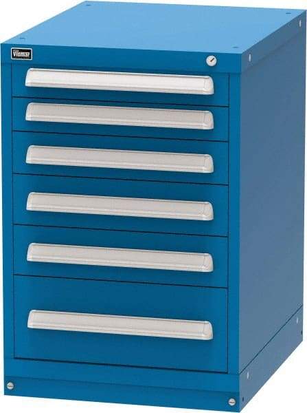 Vidmar - 6 Drawer, Modular Storage Cabinet - Steel, 22-1/2" Wide x 27-3/4" Deep x 33" High, Blue - Eagle Tool & Supply