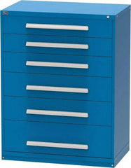Vidmar - 6 Drawer, Modular Storage Cabinet - Steel, 60" Wide x 27-3/4" Deep x 59" High, Blue - Eagle Tool & Supply