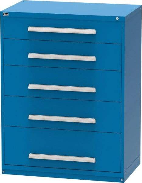 Vidmar - 5 Drawer, Modular Storage Cabinet - Steel, 45" Wide x 27-3/4" Deep x 59" High, Blue - Eagle Tool & Supply
