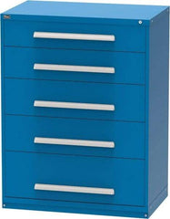 Vidmar - 5 Drawer, Modular Storage Cabinet - Steel, 45" Wide x 27-3/4" Deep x 59" High, Blue - Eagle Tool & Supply