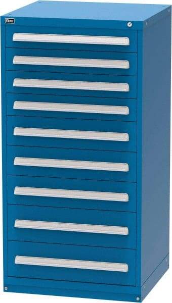 Vidmar - 9 Drawer, Modular Storage Cabinet - Steel, 30" Wide x 27-3/4" Deep x 59" High, Blue - Eagle Tool & Supply