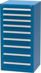 Vidmar - 9 Drawer, Modular Storage Cabinet - Steel, 30" Wide x 27-3/4" Deep x 59" High, Blue - Eagle Tool & Supply