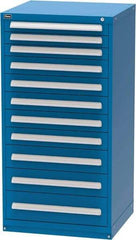 Vidmar - 11 Drawer, Modular Storage Cabinet - Steel, 30" Wide x 27-3/4" Deep x 59" High, Blue - Eagle Tool & Supply