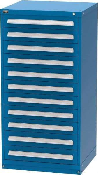 Vidmar - 11 Drawer, Modular Storage Cabinet - Steel, 30" Wide x 27-3/4" Deep x 59" High, Blue - Eagle Tool & Supply