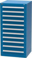 Vidmar - 11 Drawer, Modular Storage Cabinet - Steel, 30" Wide x 27-3/4" Deep x 59" High, Blue - Eagle Tool & Supply