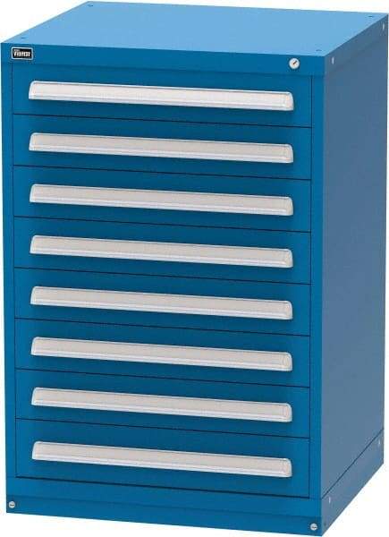 Vidmar - 8 Drawer, Modular Storage Cabinet - Steel, 30" Wide x 27-3/4" Deep x 44" High, Blue - Eagle Tool & Supply