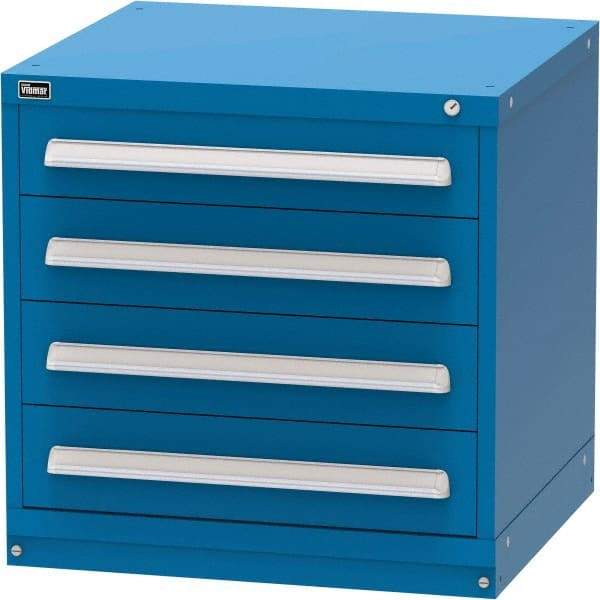 Vidmar - 4 Drawer, Modular Storage Cabinet - Steel, 30" Wide x 27-3/4" Deep x 30" High, Blue - Eagle Tool & Supply