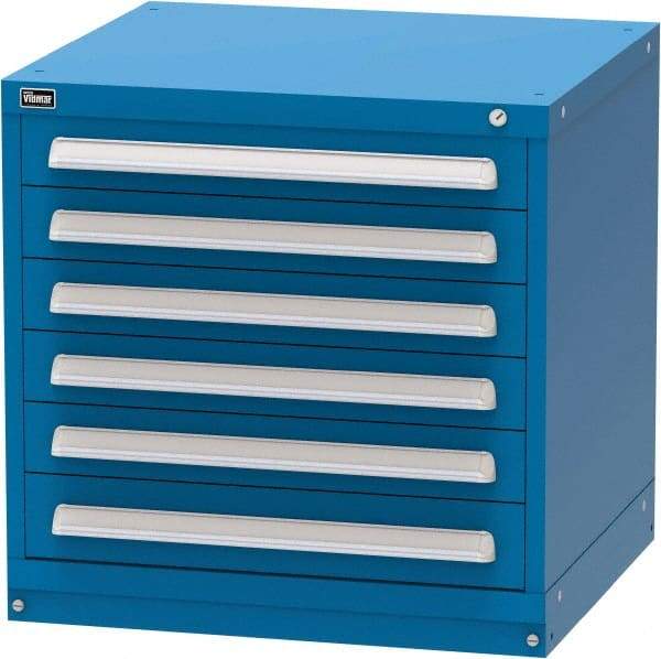 Vidmar - 6 Drawer, Modular Storage Cabinet - Steel, 30" Wide x 27-3/4" Deep x 30" High, Blue - Eagle Tool & Supply