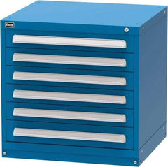 Vidmar - 6 Drawer, Modular Storage Cabinet - Steel, 30" Wide x 27-3/4" Deep x 30" High, Blue - Eagle Tool & Supply