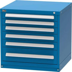Vidmar - 6 Drawer, Modular Storage Cabinet - Steel, 30" Wide x 27-3/4" Deep x 30" High, Blue - Eagle Tool & Supply