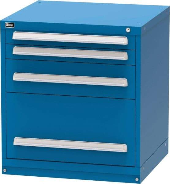 Vidmar - 4 Drawer, Modular Storage Cabinet - Steel, 30" Wide x 27-3/4" Deep x 33" High, Blue - Eagle Tool & Supply