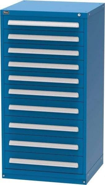Vidmar - 10 Drawer, Modular Storage Cabinet - Steel, 30" Wide x 27-3/4" Deep x 59" High, Blue - Eagle Tool & Supply