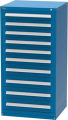 Vidmar - 10 Drawer, Modular Storage Cabinet - Steel, 30" Wide x 27-3/4" Deep x 59" High, Blue - Eagle Tool & Supply