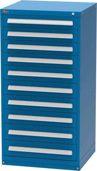Vidmar - 10 Drawer, Modular Storage Cabinet - Steel, 30" Wide x 27-3/4" Deep x 59" High, Blue - Eagle Tool & Supply