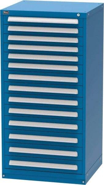 Vidmar - 14 Drawer, Modular Storage Cabinet - Steel, 30" Wide x 27-3/4" Deep x 59" High, Blue - Eagle Tool & Supply