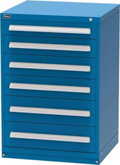 Vidmar - 6 Drawer, Modular Storage Cabinet - Steel, 30" Wide x 27-3/4" Deep x 44" High, Blue - Eagle Tool & Supply