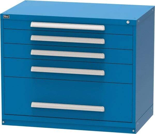Vidmar - 5 Drawer, Modular Storage Cabinet - Steel, 30" Wide x 27-3/4" Deep x 37" High, Blue - Eagle Tool & Supply