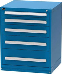 Vidmar - 5 Drawer, Modular Storage Cabinet - Steel, 30" Wide x 27-3/4" Deep x 37" High, Blue - Eagle Tool & Supply