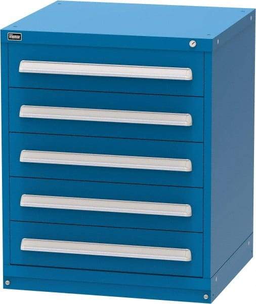 Vidmar - 5 Drawer, Modular Storage Cabinet - Steel, 30" Wide x 27-3/4" Deep x 37" High, Blue - Eagle Tool & Supply