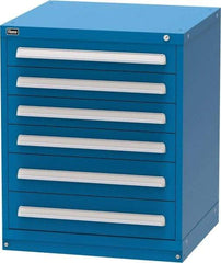 Vidmar - 6 Drawer, Modular Storage Cabinet - Steel, 30" Wide x 27-3/4" Deep x 37" High, Blue - Eagle Tool & Supply
