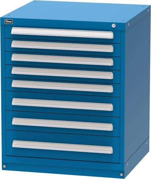 Vidmar - 8 Drawer, Modular Storage Cabinet - Steel, 30" Wide x 27-3/4" Deep x 37" High, Blue - Eagle Tool & Supply