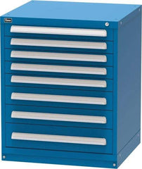 Vidmar - 8 Drawer, Modular Storage Cabinet - Steel, 30" Wide x 27-3/4" Deep x 37" High, Blue - Eagle Tool & Supply