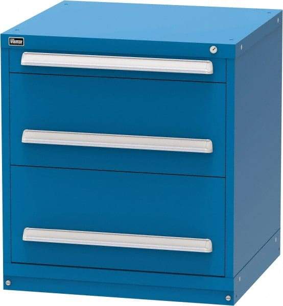 Vidmar - 3 Drawer, Modular Storage Cabinet - Steel, 30" Wide x 27-3/4" Deep x 33" High, Blue - Eagle Tool & Supply