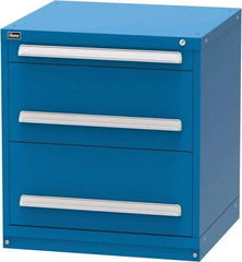 Vidmar - 3 Drawer, Modular Storage Cabinet - Steel, 30" Wide x 27-3/4" Deep x 33" High, Blue - Eagle Tool & Supply