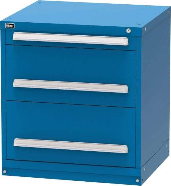Vidmar - 3 Drawer, Modular Storage Cabinet - Steel, 30" Wide x 27-3/4" Deep x 33" High, Blue - Eagle Tool & Supply