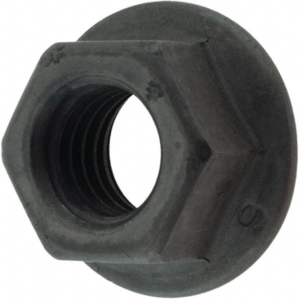 Value Collection - M10x1.50, 21mm Flange Diam, 15mm Across Flats, Flange Nut - Grade Grade 9 Steel, Black Finish - Eagle Tool & Supply