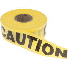 Value Collection - 1,000' Long x 3" Wide Roll, Polyethylene, Black & Yellow Barricade Tape - Message: CAUTION - Eagle Tool & Supply