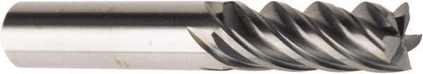American Tool Service - 3/8", 1-1/4" LOC, 3/8" Shank Diam, 2-1/2" OAL, 5 Flute, Solid Carbide Square End Mill - Single End, AlCrN Finish, Spiral Flute, Variable° Helix, Centercutting, Right Hand Cut, Right Hand Flute - Eagle Tool & Supply