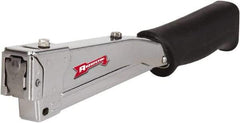 Arrow - Manual Hammer Tacker - 1/4, 5/16, 3/8" Staples, 82 Lb Capacity, Chrome & Black, Chrome Plated Steel - Eagle Tool & Supply