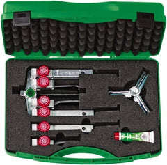 KUKKO - 9 Piece, 5 Ton Capacity, 1-7/16 to 3-9/16" Spread, Multi-Purpose Puller Set - 1 Bolt, 6 Jaws, 9" OAL, 8" Reach - Eagle Tool & Supply