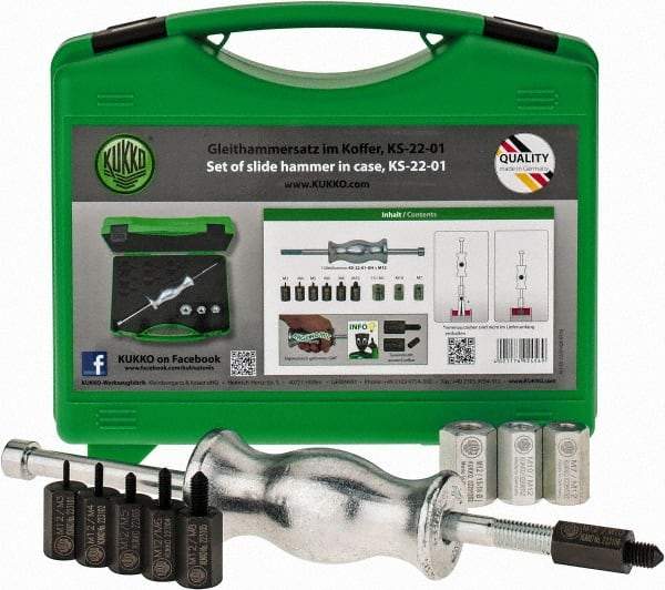 KUKKO - 10 Piece, Slide Hammer Set - 1 Jaws, 9" OAL - Eagle Tool & Supply