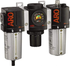 ARO/Ingersoll-Rand - 3/4" NPT Port Standard 3 Piece Filter-Regulator-Lubricator FRL Unit - Metal Bowl, 171 SCFM, 250 Max psi, 7.9" High x 8.693" Long, Manual Drain - Eagle Tool & Supply